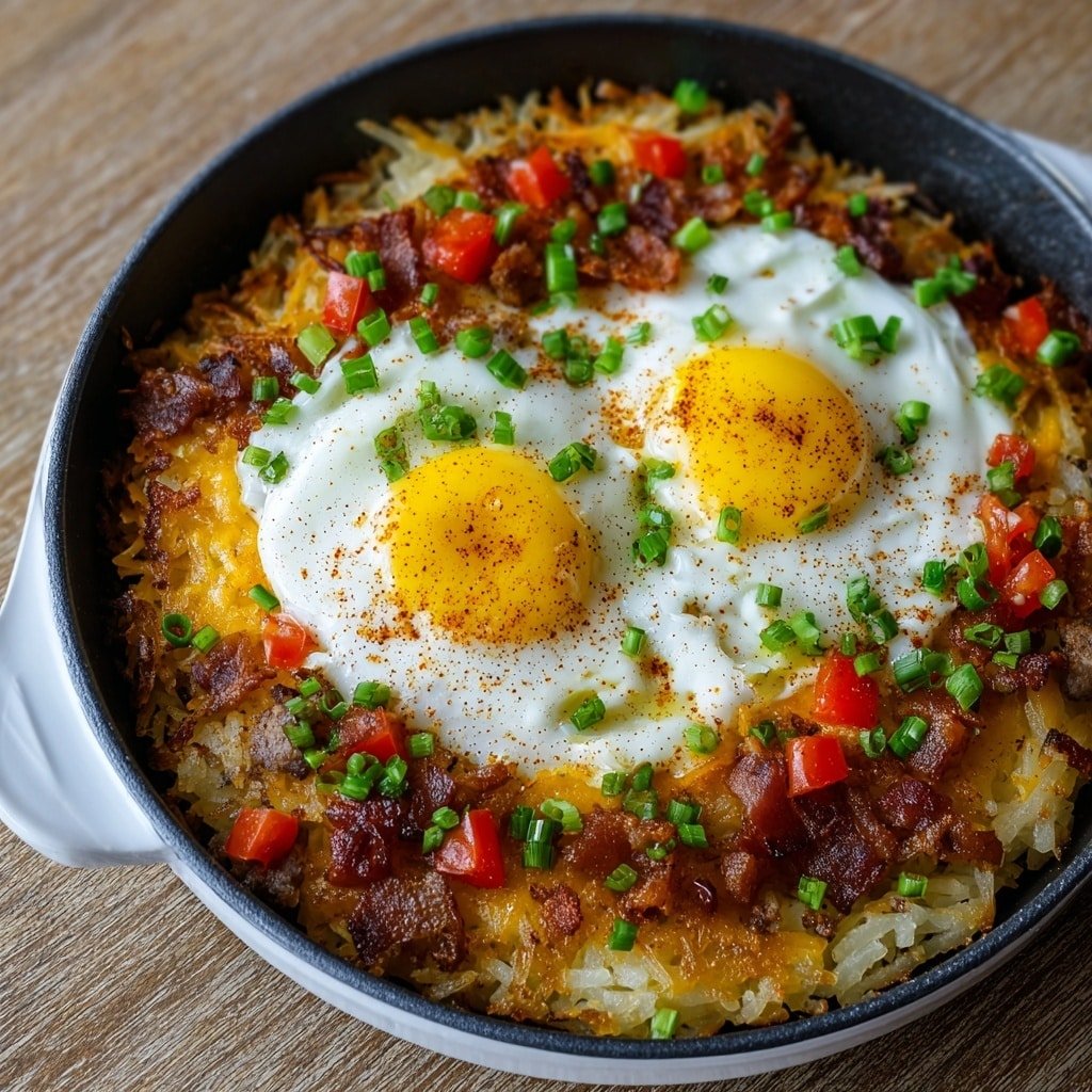 Hash Brown Breakfast Bowls with Eggs, Cheddar, and Veggies Recipe - Recipe Image
