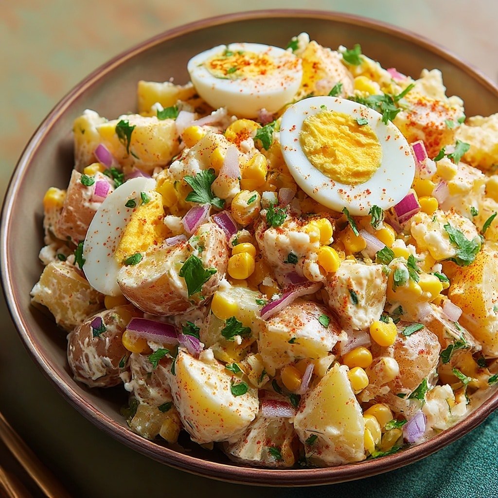 Mexican Corn Potato Salad with Cotija and Cholula Hot Sauce Recipe - Recipe Image