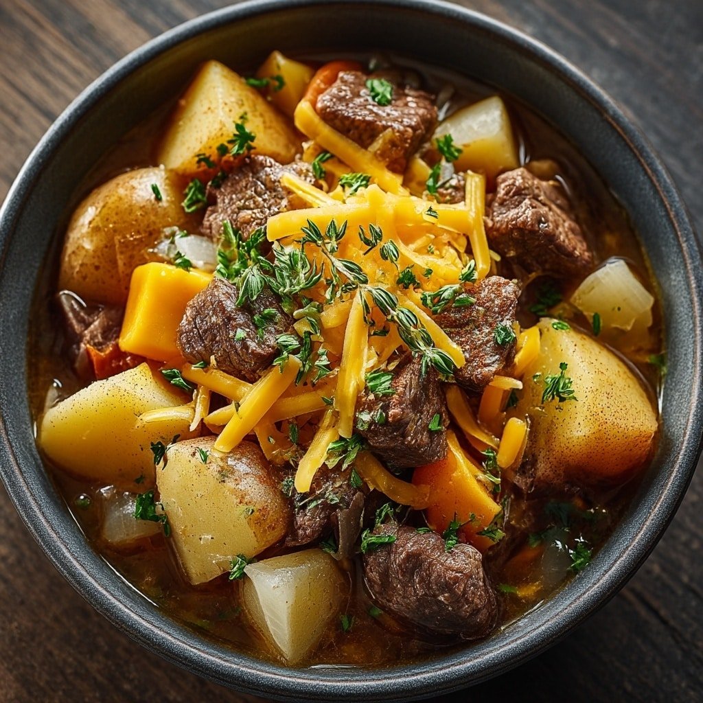 Slow Cooker Steak Cheddar Potato Recipe - Recipe Image