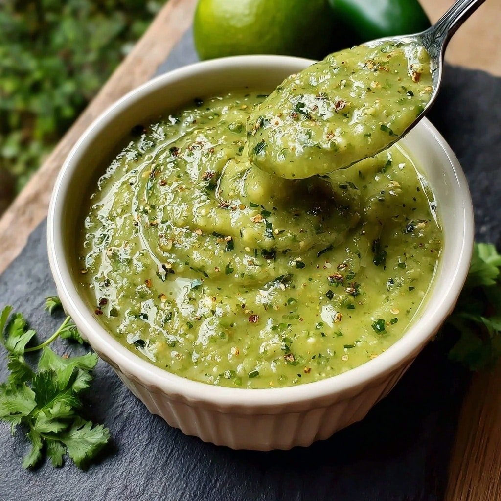 Creamy Roasted Tomatillo and Avocado Salsa Recipe - Recipe Image